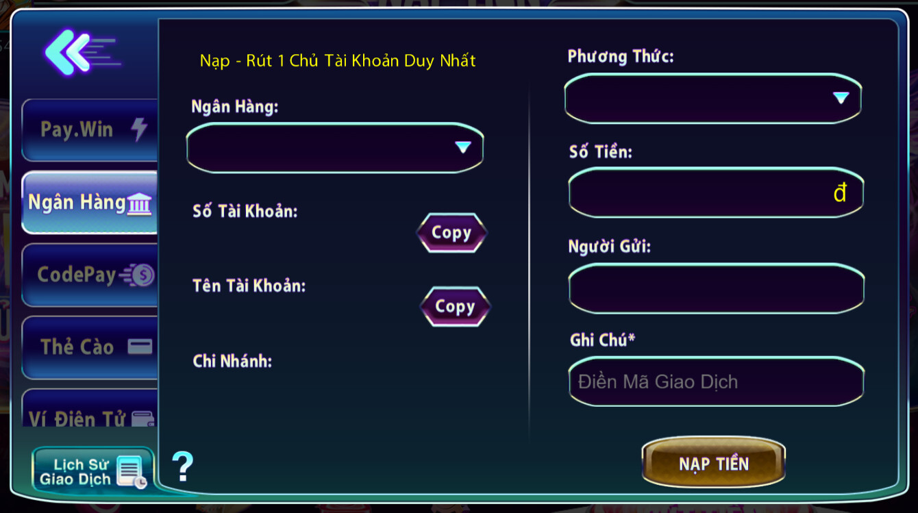 Hướng dẫn nạp tiền 789Club qua ngân hàng